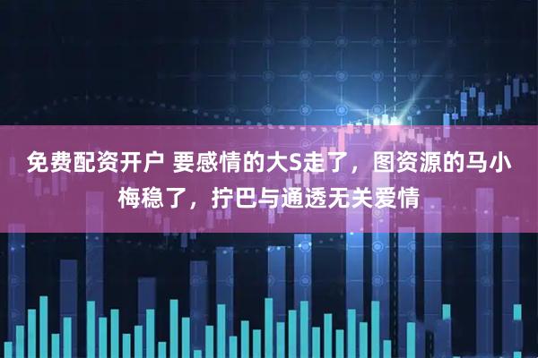 免费配资开户 要感情的大S走了，图资源的马小梅稳了，拧巴与通透无关爱情